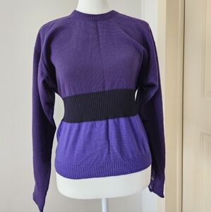 Purple Button-Back Cardigan Vintage Wool